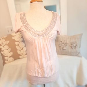 Charlotte Russe Beaded Rhinestone Scoop Neck Top